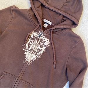 y2k 2000 oakley brown zip up graphic hoodie jacket